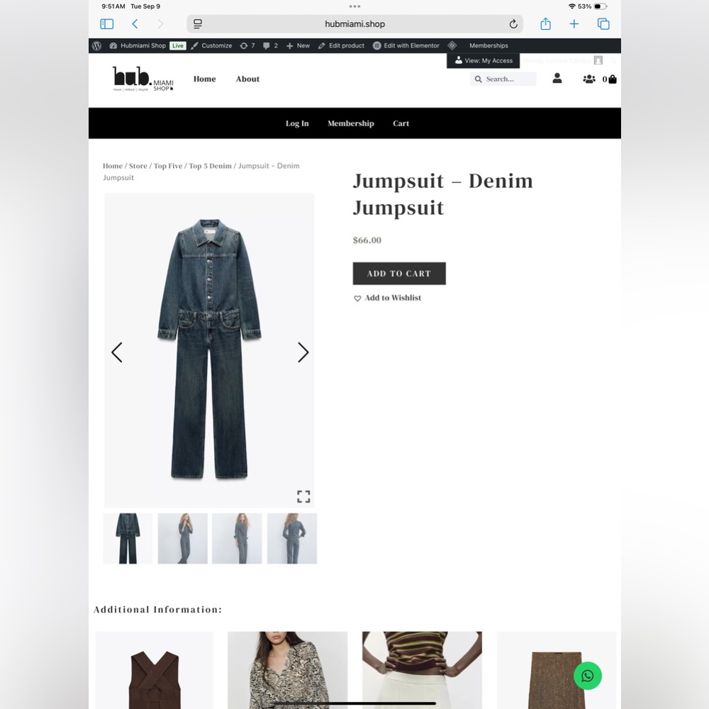 Zara Denim Jumpsuit - Blue